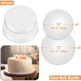 BOARDS+ BOARDS+ Thin Cake Drums 10 + 12 Inch (10 Pack) | 0.25" Thick Rounds Fully Greaseproof | Sturdy, Seamless & Greaseproof Circles For Presenting Heavy Cakes