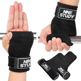 Wrist Straps for Weightlifting, Gym Wrist Wraps Support, Thicker Leather Lifting Straps, Weight Lifting Gloves for Protects Palms & Enhances Grip, No Hole Fingerless Hand Grip