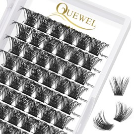 QUEWEL QUEWEL Cluster Lashes 72 Pcs Wide Stem Individual Lashes C/D Curl 8-18mm Length DIY Eyelash Extension False Eyelashes Natural&Mega Styles Soft for Personal Makeup Use at Home (Mega-C-18)