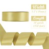 HUIHUANG 1.5 inch Wide Satin Ribbon 50 Yards Gold Double