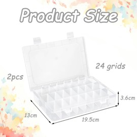 Snack Box for Kids 2 Pcs Snackle Box Craft Boxes with Compartments Snack Boxes with 24 Removable Grids Compartments Plastic Organiser Box Plane Snack Box for Storing Earrings Beads Jewelry Travel