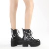 mikarka Women's Chain Platform Boots Lace Up & Zipper Chunky