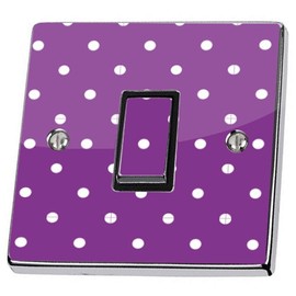 Purple Polka Dot Vinyl Sticker - Single Light Switch - with Pre-cut Screw Holes - stika.co