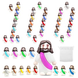 Yelsky Little Jesus Figures 100 Pcs,Mini Jesus Character Toys,Multicolor Jesus Figurines, Christian Gatherings Thanksgiving Easter Sunday School Baptism Souvenirs