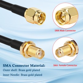 XRDS -RF SMA Cable 2FT, SMA Male to SMA Female Bulkhead RG316 SMA Extension Cable for 4G LTE Router Cellular SDR USB Dongle Receiver(2PCS)