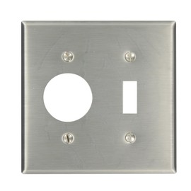 Leviton 2-Gang 1-Toggle 1-Single 1.406-Inch Diameter, Device Combination Wallplate, Device Mount, Stainless Steel, 84007