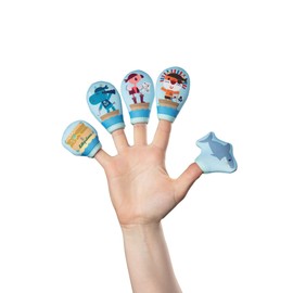 Lilliputiens - Finger Puppets Pirates - Bath Toy with 5 Finger Puppets Made of Neoprene - Fun and Educational, Promotes Fine Motor Skills and Imagination - From 10 Months - 83353