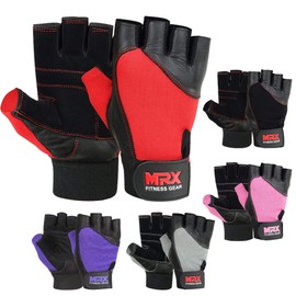 MRX - Guantes de levantamiento de pesas para gimnasio, culturismo, fitness, levantamiento de pesas, cuero genuino para hombres y mujeres