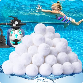 QwayHome Upgrade 1.54lbs Pool Filter Balls for Sand Filter, Filter Media Balls for Above Ground Pool Pump, Reusable Eco-Friendly Fiber Filters Ball for Swimming Pool (Equals 55 lbs Pool Filter Sand)