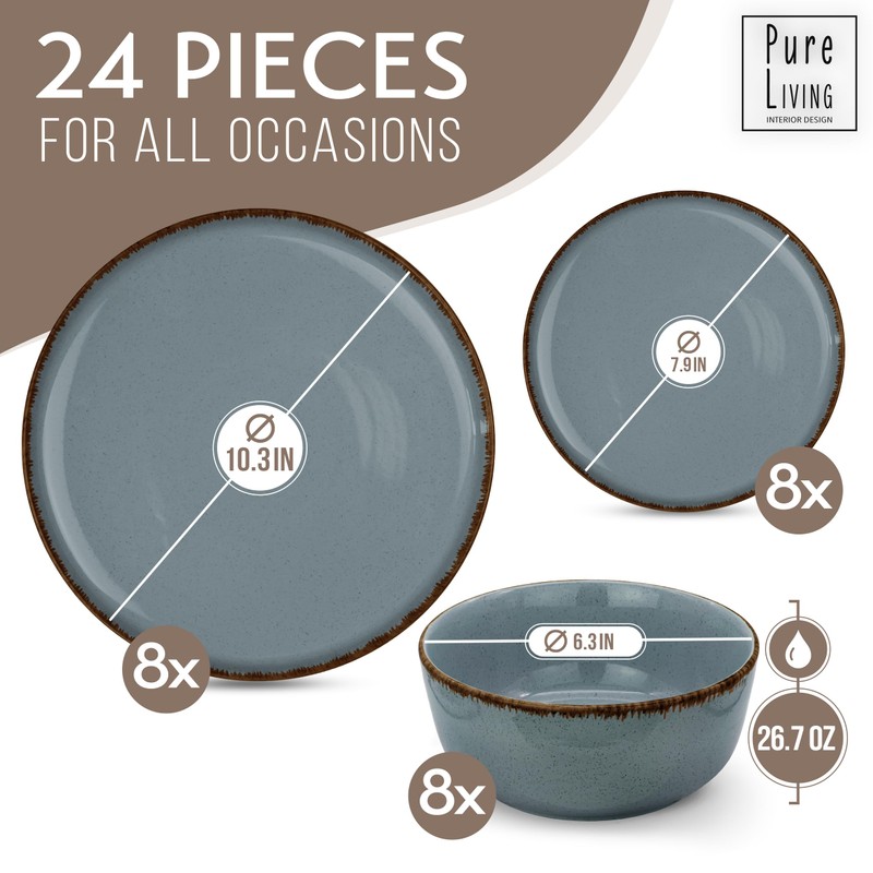 Stoneware dinnerware set 8 persons Rustic 24 pcs - Rustic