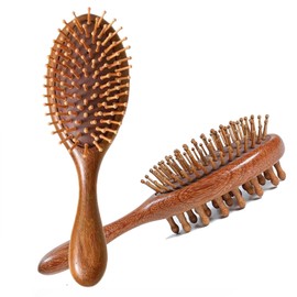 Hair Brush Wooden Massage Comb, 2 in 1 Double-Sided Hair Brush, Antistatic Air Cushion Comb, Scalp Massager, for All Hair Types and Hair Lengths, Easy to Clean