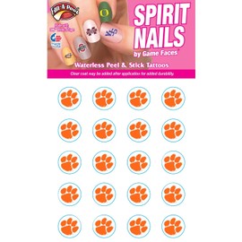 Clemson – Waterless Peel & Stick Temporary Fingernail Tattoos – 20 Fingernail Tattoos - Spirit Nails