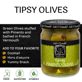 Sable & Rosenfeld Tipsy Green Olives Stuffed with Pimento, 10.6 oz, Pack 3