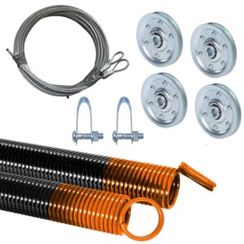 Easy Fix Hardware Heavy-Duty Double-Looped Garage Door Extension Springs Bundle 170 lb (Orange) Springs, 3" Pulleys, and Extension Cables for 7' Feet Garage Door | Garage Door Hardware Parts