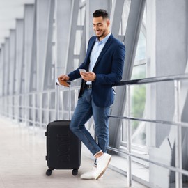 Rae Dunn Hardside Expandable Luggage Set | Spinner Wheels | Suitcase | Travel | Telescopic Adjustable Handle, Black, 3 Piece Set-20, 24, 28