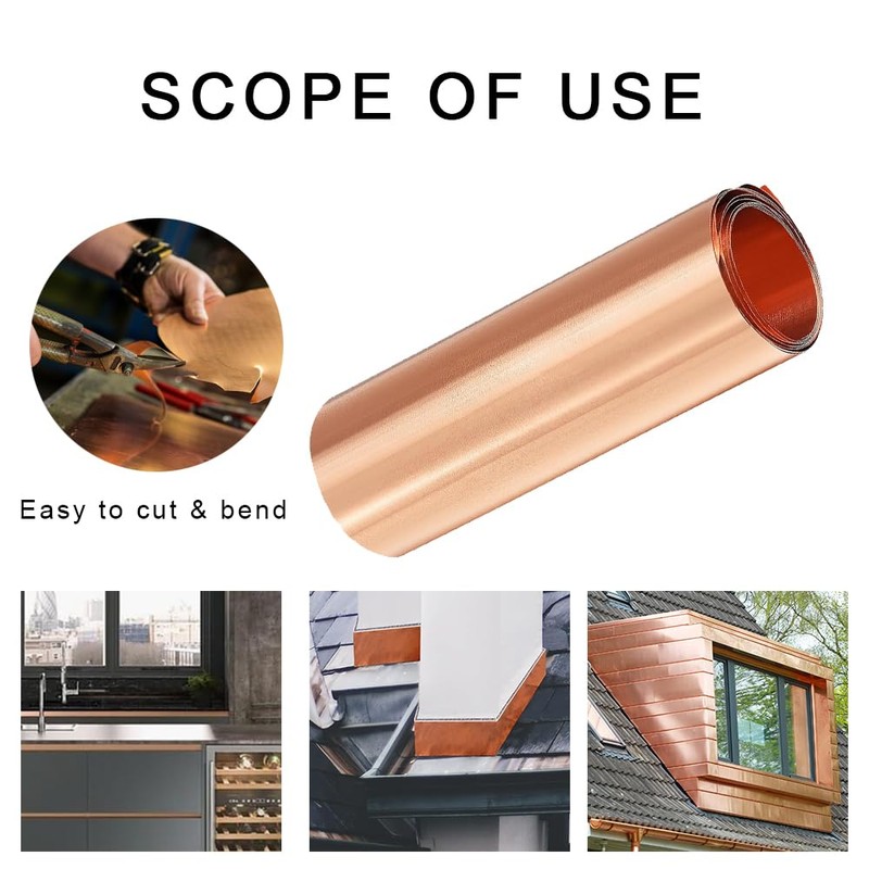 Aoktorkit Copper Sheet Roll, 0.1MM*50MM*1M (0.004"*1.97"*39")