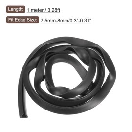 sourcing map Sourcing Map U Channel Edge Trim, 3.3ft Length Rubber Guard Seal Strip Protector, Flat Type Fit for 7.5-8mm Edge, (7/16" W x 15/32" H) Black