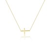 Yimofy Dainty Cross Necklace for Women 18K Gold Plated Horizontal