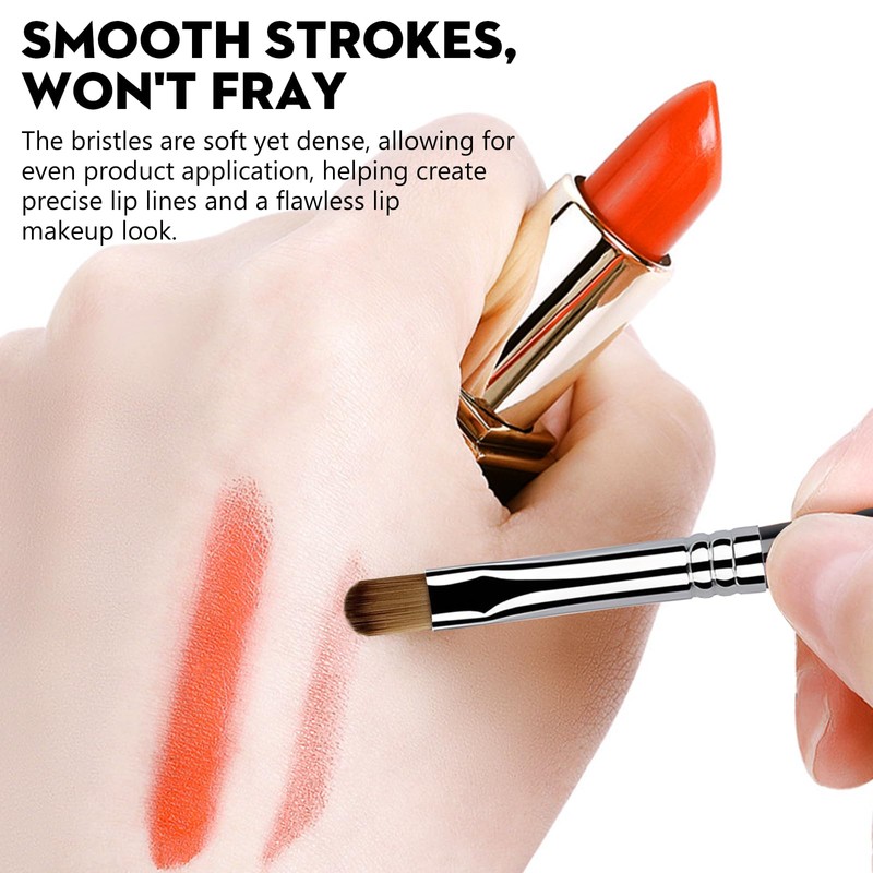 2PCS Silver Portable Lip Brush, Professional Lip Makeup Brushes, for