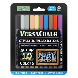 VersaChalk Hanging Chalkboard + Classic Fine Tip Kit – Framed Hanging Chalkboard (15”x10”) + Classic Fine Chalk Markers (10/Set) – Perfect for Menus, Signs & Home Decor