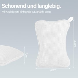 Quuylin Bath Pillow with 2 Strong Suction Cups, Bath Pillow for Bathtub, Bath Pillow with Ergonomic Fit, Pillow for Optimal Neck Relaxation, Relaxing Spa Basic Equipment (White)