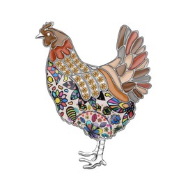 DUOWEI Enamel Chicken Brooches Animals Lapel Pin Clothes Scarf Jewelry Gift for Women Girls (Brown)