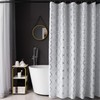 White Shower Curtain with Geometric Silver Foil Moroccan Tile Pattern