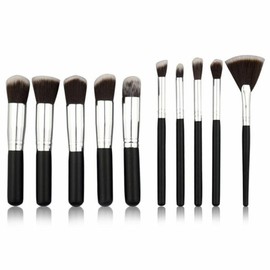 10 types of silver-black makeup brushes, 1 set of black silver (W4DD5A4) / 실버블랙 메이크업 브러쉬 10종 블랙실버 1세트 (W4DD5A4)