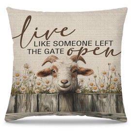 PUHEI Pig Pillow Covers Pillow Covers 18x18,Farm Cottagecore Live Like Someone Left The Gate Open Floral Pillow Cases，Rustic Farmhouse Sofa Bedroom Home Decor,Pig Gifts for Women