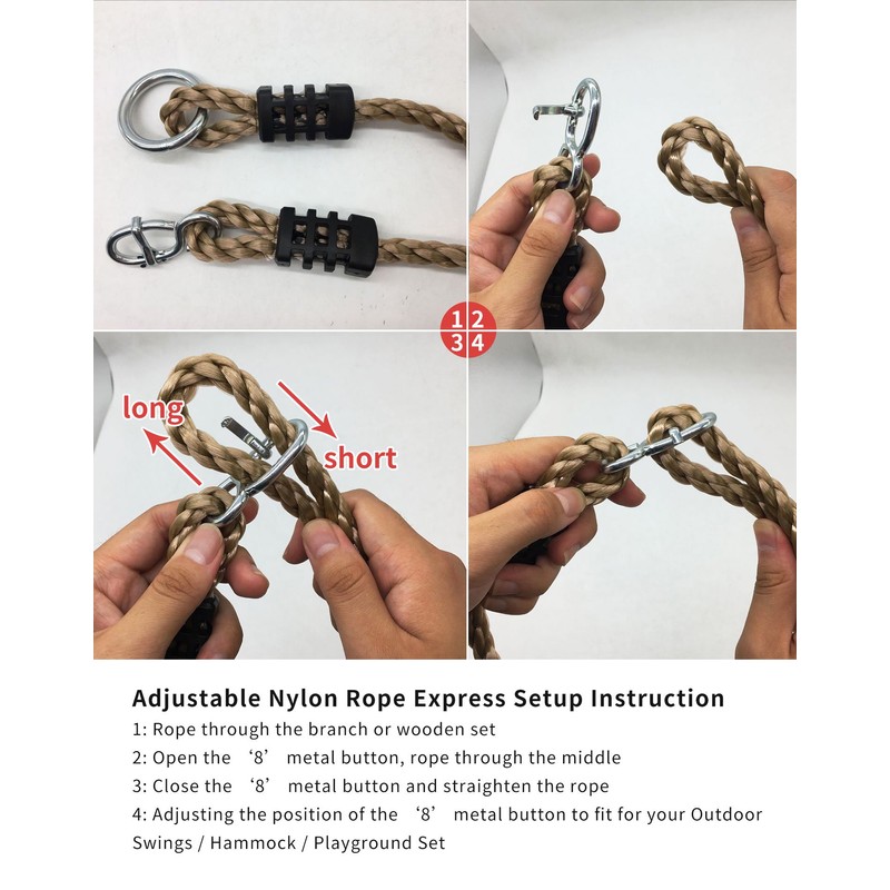NOSTIFY 2PC Heavy Duty Length Adjustable Nylon Rope Express Setup