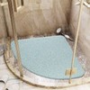 Lurowo Non Slip Corner Shower Mat with Drain, Quadrant Loofah,