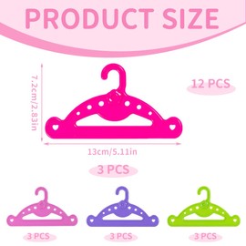 EIHI Pack of 12 Baby Clothes Hangers, Baby Bor N Mini, Doll Hangers, Baby Bor N Clothes Hangers, Baby Bor N Clothes Rail, Dolls Clothes Hanger for Dolls Wardrobe, 13 cm, multicoloured