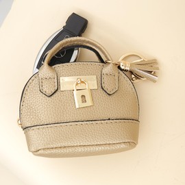 Zitokin Womens Unique Change Purse Creative Mini Tote Bag Charms Leather Coin Keychain Wallet (Gold)