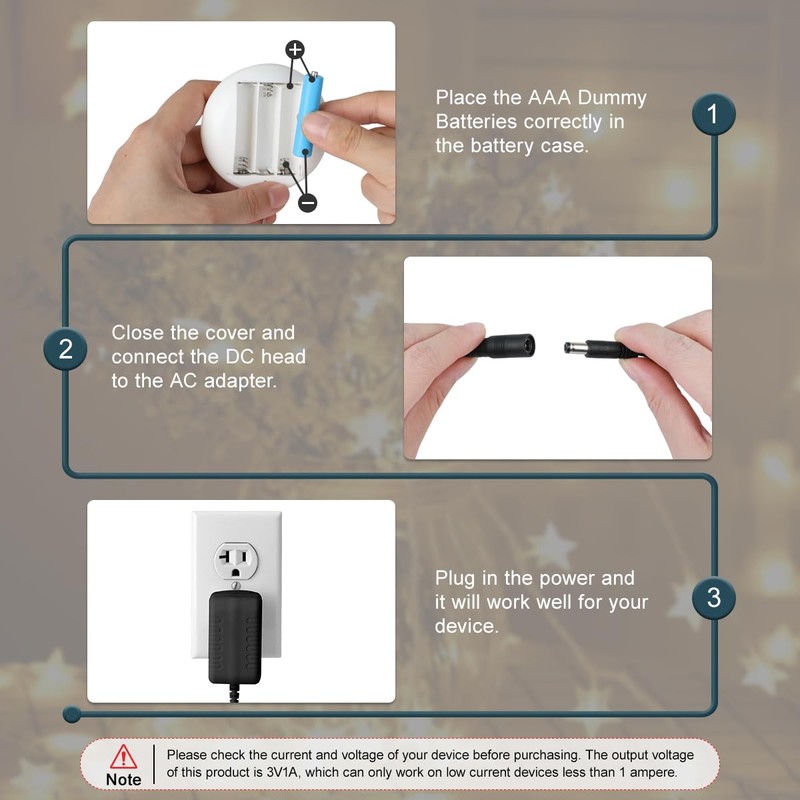 Lenink AC Power Supply Adapter for AAA Battery,Replace 2 AAA