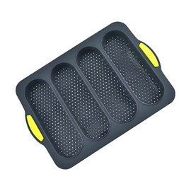 TYUI Silicone Bread Pan for Baking Bread Mold with Four Hole,Nonstick &Easy Clean&Heat Resistant Silicone Loaf Pan,for Home Handmade Bread (yellow)