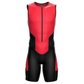 Sparx X Triathlon Suit Men Racing Tri Cycling Skin Suit Bike Swim Run (Shocking Red, XL)