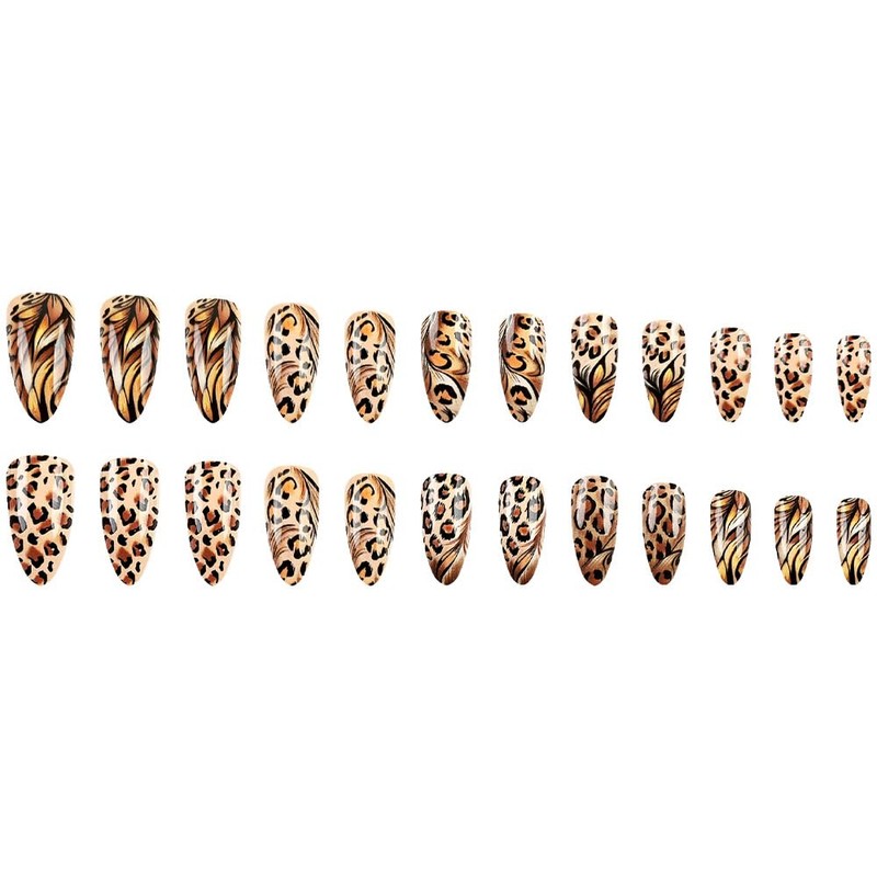 ＴＩＺＹＦＦ Press on Nails, Spicy Girl Leopard Print Fake Nails,