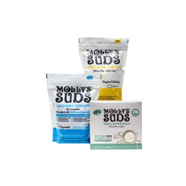 Molly's Suds Starter Pack | Includes 70 Load Natural Laundry Powder, 1 Package of Wool Dryer Balls & 1 Oxygen Whitener
