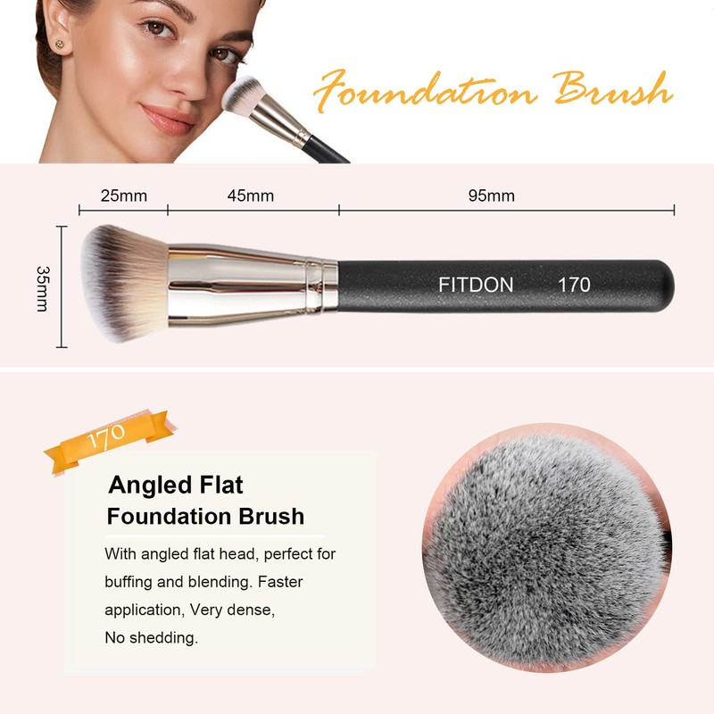 FITDON 3PCS Foundation Concealer Brushes & 2PCS Mini Makeup Sponge