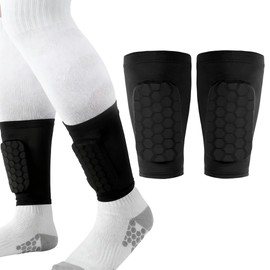 Honeycomb Short Football Shin Guards for Kids Youth Adults, Ankle Shin Guards, Lightweight Padded Calf Pads (Black,S)