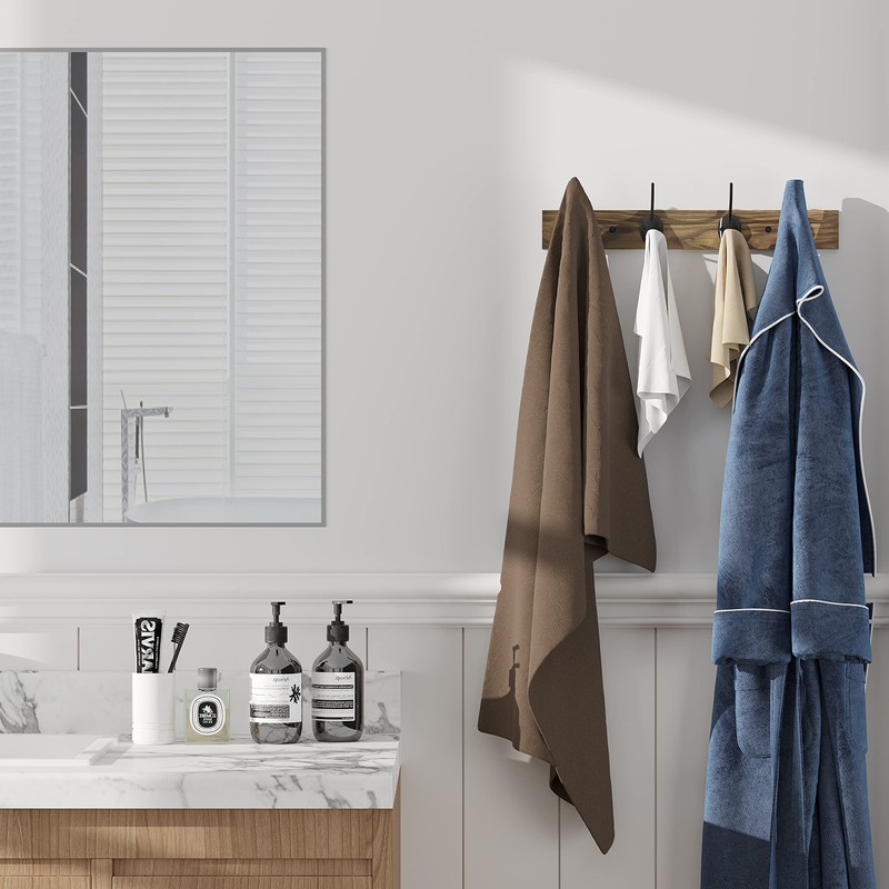 VERTORGAN Coat Hooks Wall Mounted, Wooden Hat Rack with 4