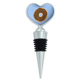 Cute Donut with Sprinkles Chocolate Icing Heart Love Wine Bottle Stopper