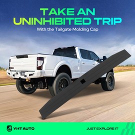 YHTAUTO Tailgate Molding Top Trim Cap Cover Fit for 2017 2018 2019 2020 2021 2022 Ford F-250 F-350 F-450 F-550 Super Duty Flex Step| Texture Black Rear Center Upper Truck Spoiler Protector Cover
