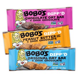 Bobo's Dipp’d Bars Variety Pack, Original Chocolate Chip (10 bars), Peanut Butter Chocolate Chip (10 bars) and Double Chocolate (10 bars) (30 ct Case), Healthy Everyday Snack