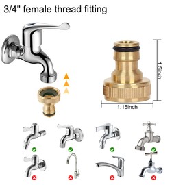 YUEHNEOM 3/4 Zoll Messing Gartenschlauch Hahn Anschluss, weiblicher Gewindehahn Adapter, für Haus Garten Schlauch Teile Stecker und Garten Spritzpistolen