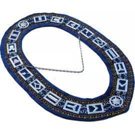 Masonic Regalia MASTER MASON RHINESTONE SILVER Chain BLUE COLLAR DMR-400SBRGRS
