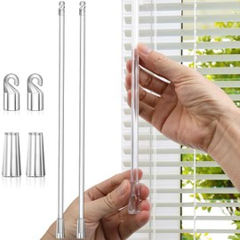 12 Inch Blind Wand Replacement with Hook and Grip, Clear Plastic Wand (2 Pack)