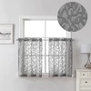 Lecloud Leia Clip Leaf Charcoal Grey Curtains Tiers Sheer Valances for Windows 24 Inch Length 2 Packs, Jacquard Textured Kitchen/Bedroom/Living Room Voile Curtain with Dual Rod Pockets, 38W x 24L