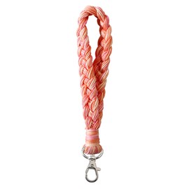 XGALBLA Soft Macrame Keychain Boho Handmade Wristlet Bracelet Keychain Country style Wrist Lanyard Handmade Weave Exquisite Holder for Women(Pink Multicolore)