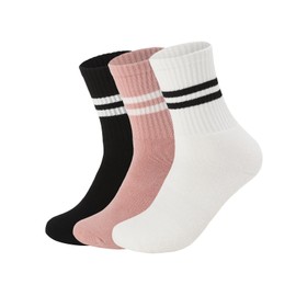 Flydo Pilates Grippy Socks with Grips for Women Yoga Non Slip Long Socks for Pure Barre,Ballet,Dance,Workout 3 Pack Black/White/Pink